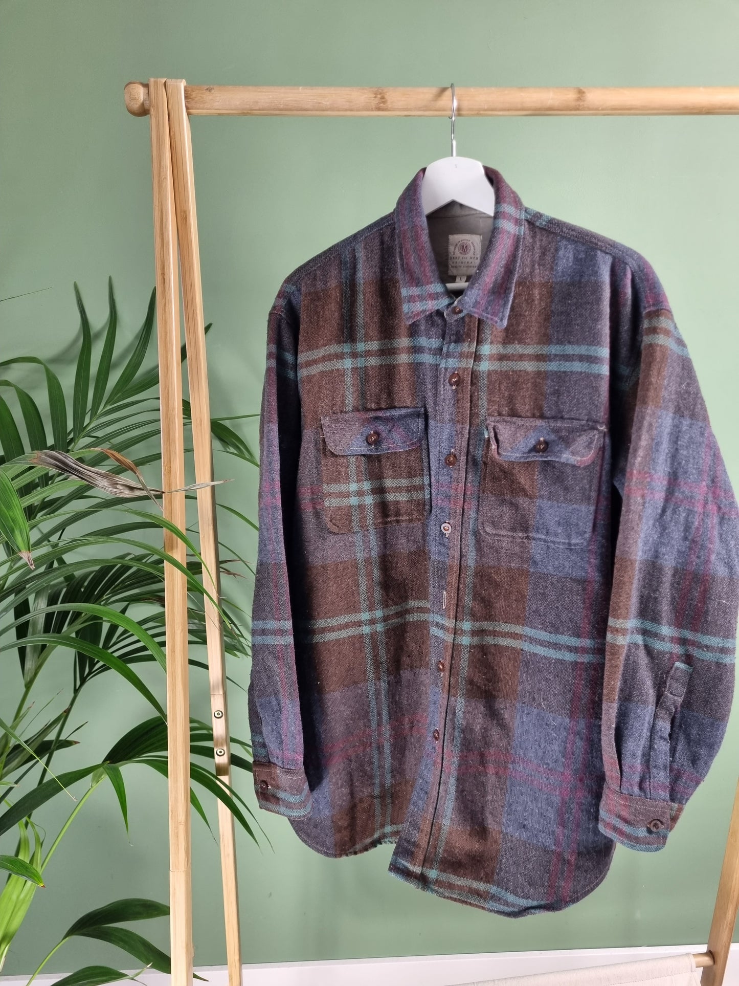 Vintage check print overshirt maat L