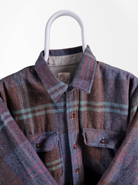 Vintage check print overshirt maat L